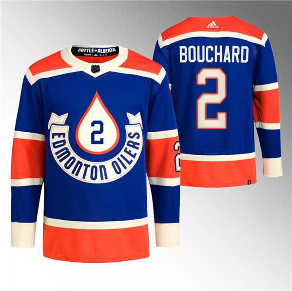 Mens Edmonton Oilers #2 Evan Bouchard 2023 Royal Heritage Classic Primegreen Stitched Jersey Dzhi